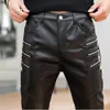 Pantalons pour femmes Capris automne hommes Style coréen mince en cuir mode Simple fermeture éclair moto PU 231218
