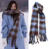 Ster dezelfde geruite sjaal Mahai badstofgaren Tiktok verdikte warme sjaal met lange kwastjes Yu Shuxin