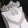 Barokke Luxe Kristal Kralen Bruidssieraden Sets Tiara Kroon Ketting Oorbellen Bruiloft Afrikaanse Set 210701293W