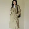 Gabardinas para mujer primavera y otoño 2023 el abrigo cortavientos es femenino largo suelto de gama alta moda estilo británico acogedor