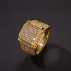 힙권 18K 노란색 화이트 골드 도금 된 다이아몬드 반지를위한 최고 품질의 Fashaion 힙합 액세서리 CZ Gems Ring Whole241E