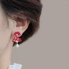 Boucles d'oreilles en peluche de style chinois vintage gouttes de ventilateur pliant pour les femmes masque asymétrique glouille de boucle d'oreille bijoux bijoux