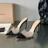 أعلى جودة Gianvito Rossi Crystal PVC Sandals Slippers Rhinestone Slippers Mours Heels Womens Luxury Heel عشاء الأحذية 10.5 سم 8.5 سم مع صندوق