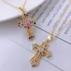 Pendant Necklaces Zircon Cross Necklace Copper 18K Gold Plated For Women Men Gothic Jewelry Classic Accessories Wholesale