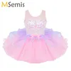 Stage Wear Tutu Ballet Robe Fille Ballerine Louange Liturgique Costume De Danse Lyrique Brillant Paillettes Maille Splice Gymnastique Justaucorps