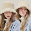 Basker Autumn Winter Solid Color Thicked Plush Super Soft Cute Bucket Hat For Women Faux Päls Fisherman's Hats Warm Outdoor Casual Cap