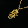 Pendentif Colliers Hip Hop Mode Chinois Dragon Collier en métal plaqué or pour hommes