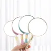 Mirrors Cute Pink Makeup Vanity Mirror Vintage With Handle Women Round Hand Hold Cosmetic High Definition Portable Bh2583 Drop Deliver Dh3Ty