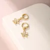 Kolczyki Dangle Shining U Flower for Women CZ klejnoty 24K Gold Kolor Fashion Biżuter