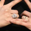 Met diamanten ingelegde gespreide vlinderopeningsring, modieuze en gepersonaliseerde hiphop veelzijdige universele ring voor heren en dames