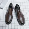 Dress Shoes Genuine Cow Leather Brogue Wedding Business Men Casual Flats Vintage Handmade Oxford For Black Burgundy 2023