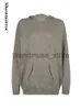 Swetery damskie streetwear długie bluzy Hipster Ubrania Kobieta Knitowana luźna litera z kapturem solidny kolor SWEATER Zima elegancka sportowa top J231219