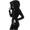 Damen Hoodies Sweatshirts XUANSHOW Frauen Gothic Punk Iron Ring Herbst Winter Langarm Zipup Schwarze Jacke Reißverschluss Damen Mantel 231218