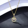 Luxury 18k Gold Plated Full Diamond Pendant Necklace Jewelry Fashion Women Micro Set Zircon S925 Silver Necklace for Women's Wedding Party Valentine's Day Gift SPC