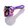 4.5 Inches Electroplated Skull Design Pyrex Glass Oil Burner Pipes Thick Hand Pipe Tobacco Pipes Alternative to Water Bong Water Pipe Smoking Accessories for Tobacco