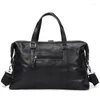 Duffel Bags Men Women Travel High Quality PU Leather Handbags Casual Unisex Waterproof Shoulder Bag Laptop Black Luggage Hand