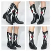 Feminino amor coração meados de bezerro botas para mulheres bonito cowgirls cowboy robusto salto vintage moda punk ocidental 230922