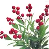 Kwiaty dekoracyjne 7 Świąteczne sztuczne gałęzie jagód Holly Berries Łodygi DIY Wrenik Garland Domowe Dekoracja ornamentu (rozmiar 1)