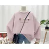 2023 Winter New Sweater Korean Edition Loose Flocking Ice Cream Fake Two Pieces Casual Plucking Large Women's 3167