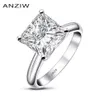 AINUOSHI 925 Sterling Silver 3 Carats Princess Cut Engagement Ring for Women Sona Simulated Diamond Anniversary Solitaire Ring Y11264e
