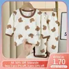 Pullover Cute Bear Print Baby Clothing Set Children Long Sleeve+Pants Two Pieces Passar Kids Cotton Pullover Top Tee Girl Boy Casual Outfitl231215