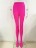 Pantalones de mujer Capris High Street EST Fashion Leggings Strighty Leggings fluorescentes rosa 231218