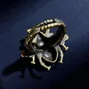 Personalized new retro style bee ring couples distressed metal texture Micro Inlays Crystal Pearl rings animal accessories Designer Jewelry Gifts