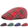 Bérets Style français casquette Plaid béret femmes printemps été coton irlandais rouge vert Peaky Blinders messieurs Vintage hiver dames HatB238j