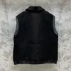 Gilet da donna Gilet alla moda senza maniche in pizzo corto nero