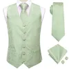 Gilet da uomo Hi-Tie Wedding Paisley Uomo Seta Verde acqua Blu Rosso Viola Gilet Cravatta Hanky Gemelli Spilla Set Designer Formale Business