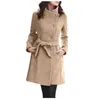 Dames Wolmix 2020 Dames Winter Revers Wollen Jas Trenchcoat Lange Mouw Overjas Uitloper Abrigos Mujer Invierno 2020 Kameeljas Grote maten