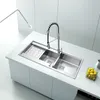 Keukenkranen Fancy Farm House Sink Was Vegetables Staal 304 Dubbele kom met afvoerbord