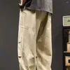 Pantaloni da uomo da uomo vestibilità ampia streetwear cargo con tasche elastico in vita per pantaloni lunghi stile hop cinturini alla caviglia