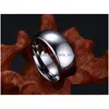 Anneaux de cluster 8mm en acier tungstène Sier Plain Wedding Band Simple Promesse Anneaux Gravure305Q Drop Livraison Bijoux Bague Dhylo