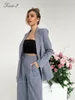 Kvinnors tvåbitar byxor Tesco 2 Casual Suit For Women Loose Pantsuit Business Office Bespoke Jacket Blazer Spring Summer