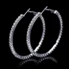 Hoop & Huggie Fashion Ladies 50mm Bridal Silver Color Crystal Diamante Rhinestone Round Earrings For Women Wedding Prom Accessorie264o