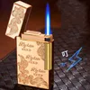 Meule latérale Butane sans gaz, briquet à flamme bleue directe, Turbine métallique, torche à cigares, cadeau d'extérieur pour hommes, nouvelle collection