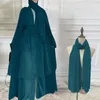 Etnische kleding Dames moslim Zacht en elegant chiffon Effen gelaagd truivest voor dames Dameskimono