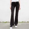 Damenhosen Vintage Solid Slim Denim Frauen Frühling Herbst Casual Taschen Trim Low Rise Jeans Femme Retro Streetwear Flare Chic