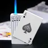 New Personality Metal Playing Card Lighter JOKER Inflatable Green Flame Spades Funny Creative Windproof Men's Small Gift