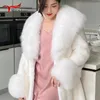 Scarves Large Winter Faux Fur Scarf Women Jackets Warm Fluffy Shawl Fashion Artificial Collar And Cuff Set Female y231218