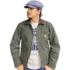 5vni herrjacka kappa mode märke carhart j97 carhatjackets jackor spot carhartj97 Detroit Hart Canvas American Retro Flip Collar Washed Workwear dragkedja