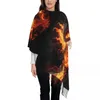 Scarves 3D Fire With Flames Women's Pashmina Shawl Wraps Fringe Scarf Long Large