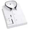 Men's Casual Shirts Business Dress Male Formal Button-Down Social Collar Camisa Elastic Anti-wrinkle Men Shirt Pocket Q56