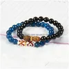 Beaded Relius Stone Jewelry Styles Whole 8Mm Top Quality Tube Dzi Eye Beads With Blue Agate Lucky Beaded Bracelets For Drop Delivery J Dhkc2