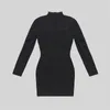 Casual Dresses Spring 2023 In Women's Waist Fitting Dress Tulle Patchwork Mini Short Skirt Sexy Perspective Long Sleeve Top Corsets