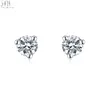Trendigt dagligt slitage Simple Prong Seting Real Small Diamond Stud Earring 18K White Gold Jewellery