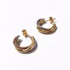 Classic style Punk Women three lines connect hook earring Stainless Steel Ear Hoop Earrings Gauges NEW mix mix colors Jewelry PS56265S