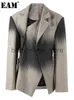 Misto lana da donna EAM Grigio Colore graduale Cappotto di lana irregolare Vestibilità ampia Parka Nuova manica lunga Moda donna Marea Autunno Inverno 2023 1DF404002 J231219