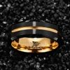 Anéis de banda NUNCAD 8mm Anel de carboneto de tungstênio galvanizado preto dourado superfície fosca para homens e mulheres jóias de casamento T182R 231218